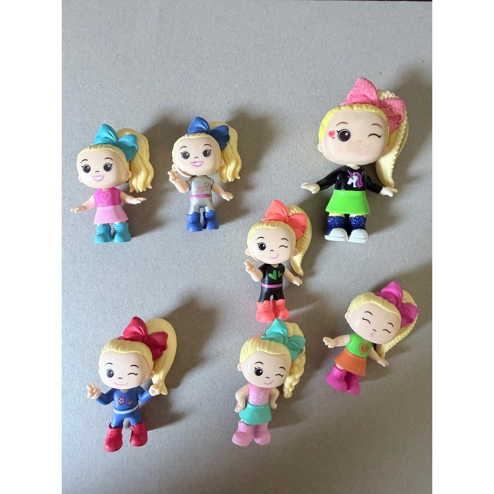 JoJo Siwa Mini Figures Lot of 7 PVC Cake Toppers Nickelodeon Bows 1.5-2.5in